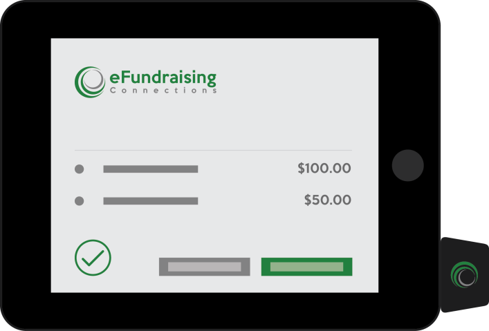 iPad showing eFund's online political payment contribution platform can be used on mobile devices and fully integrates with campaign compliance software